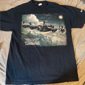 Alstyle Black Short Sleeve Tee with Vintage Aviation Design
